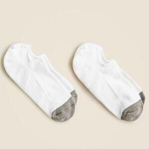 J.Crew No Show Loafer Foot Sock Mens S-M White Stretchy Two-Pair Thin Grip Pad